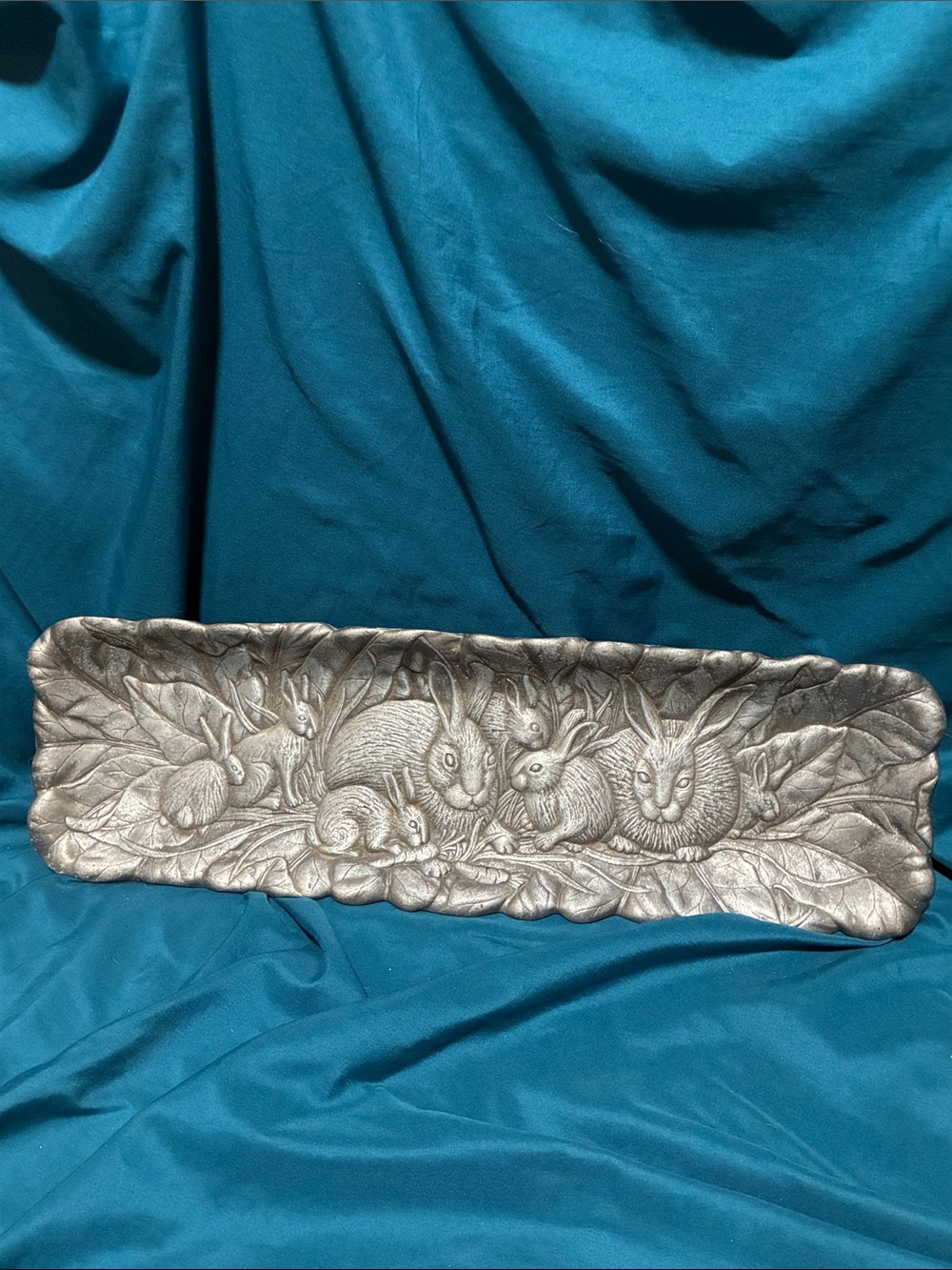Arthur Court Silver Bunny Rabbit Leaf Motif Tray